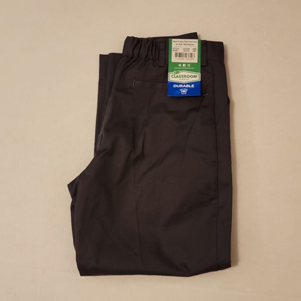 Classroom Uniform Boys Husky Flat Front Pant w/ Adj Waistband 14H